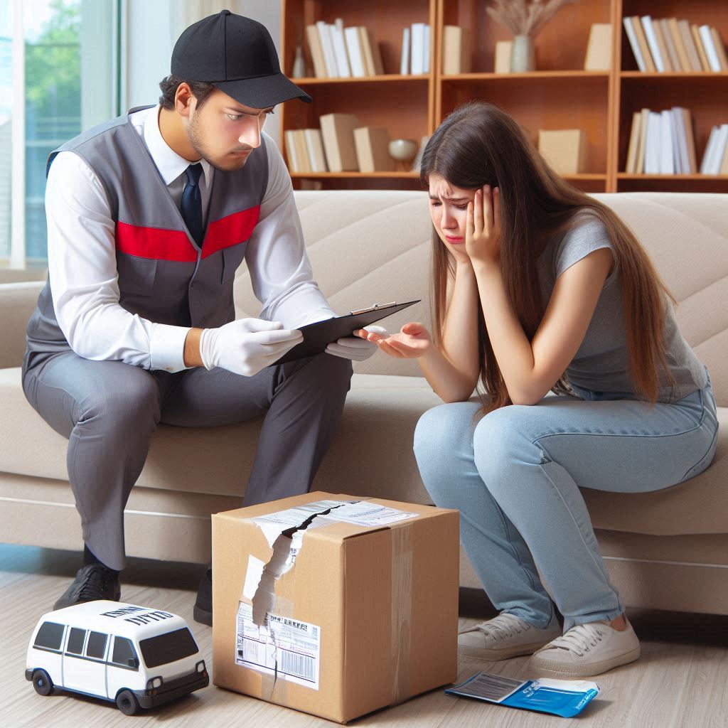 nakliyede müşterinin yaşadığı sıkıntılar gösteren bir resim. Kutu parçalanmış